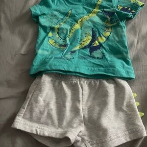 Carter's Teal and Gray Dinosaur Kids Matching Set